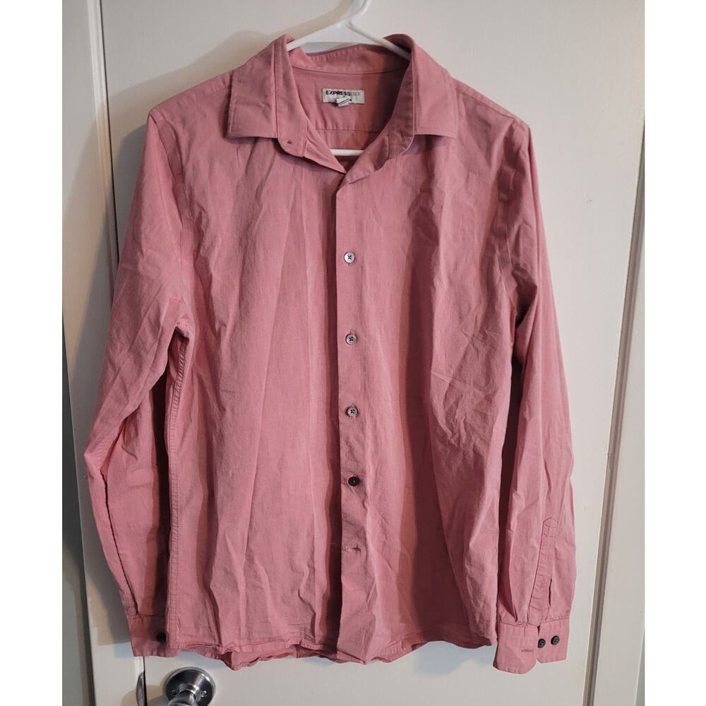EXPRESS 1MX Extra Slim Dress Shirt Mens M 15-15.5 Pink Cotton Career Office